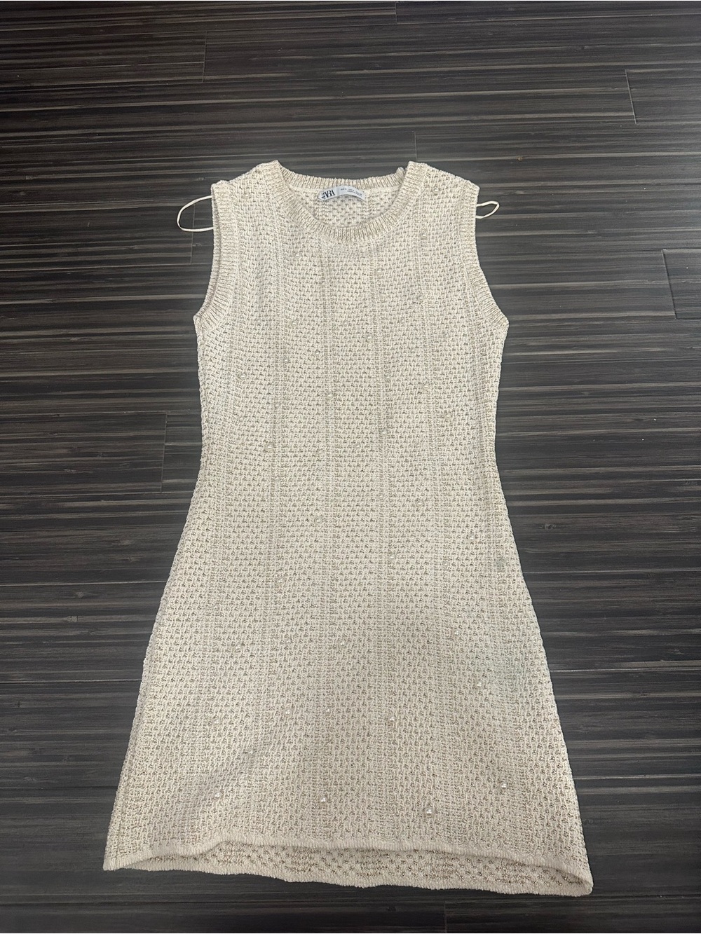 Zara Ivory Sleeveless Knit Shift Dress